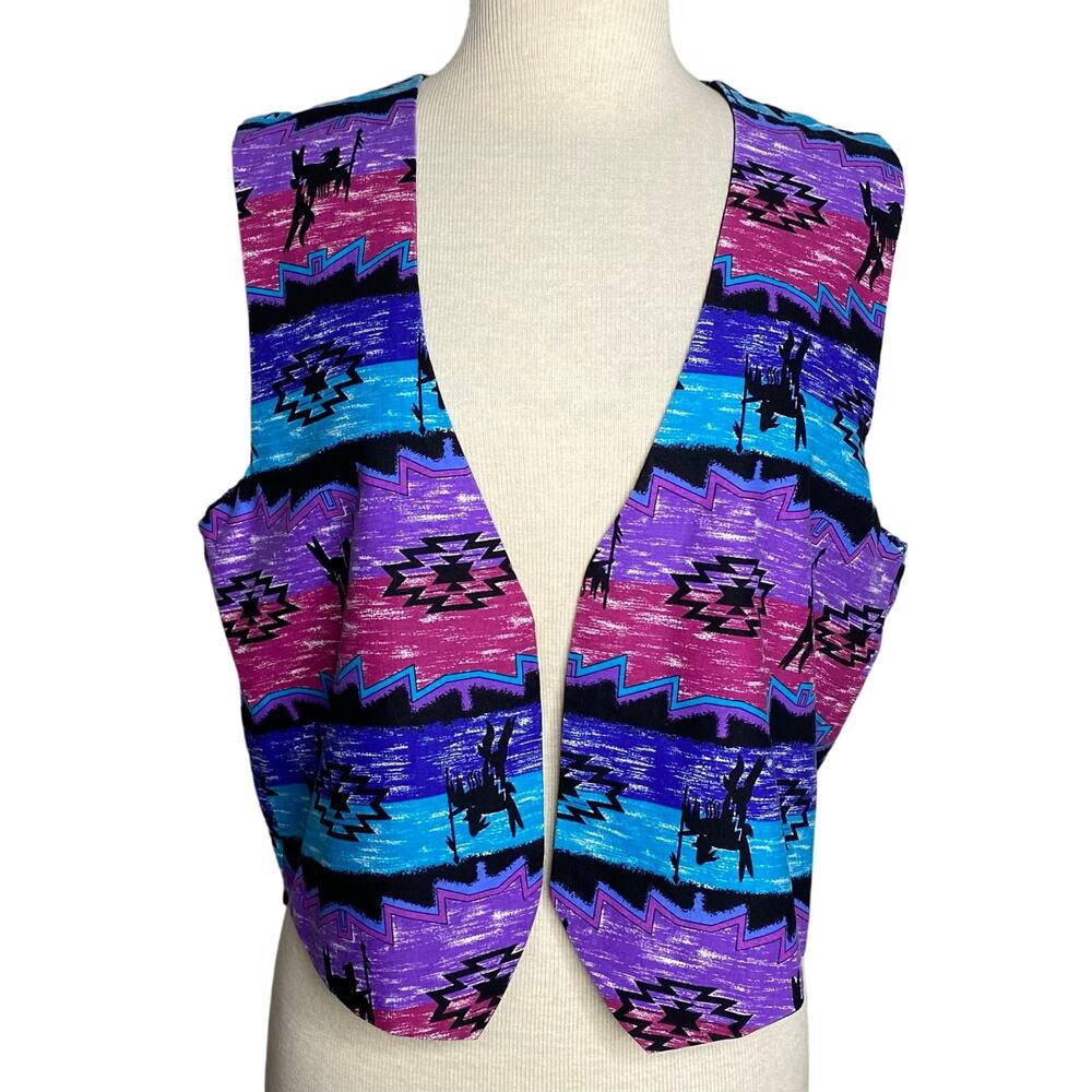 Vintage 90s handmade southwestern print vest M